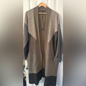 Elegant Gray and Brown Women's Cardigan